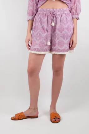 Abstract Print Shorts with Drawstring and Tassels - Tensione In