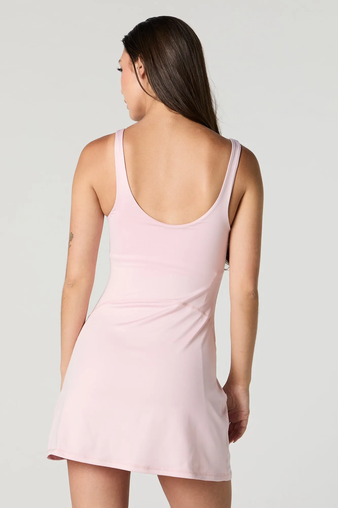 Active Scoop Neck Dress with Built-In Short Bottoms