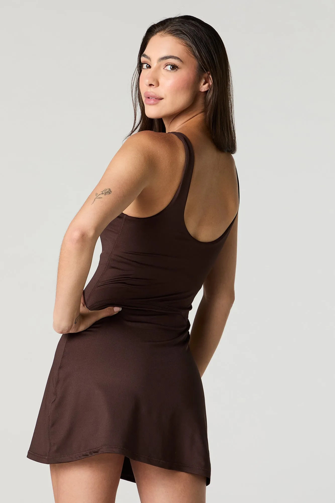 Active Scoop Neck Dress with Built-In Short Bottoms