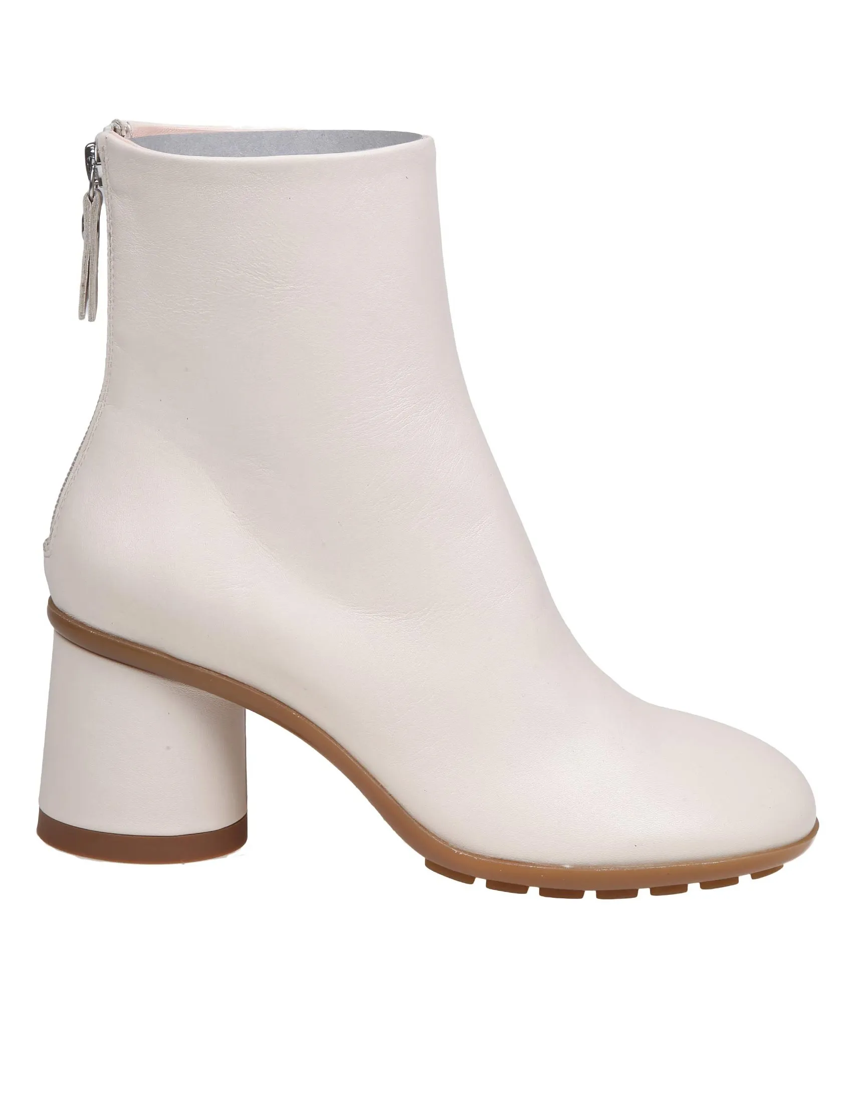 AGL chalk leather curvy ankle boots