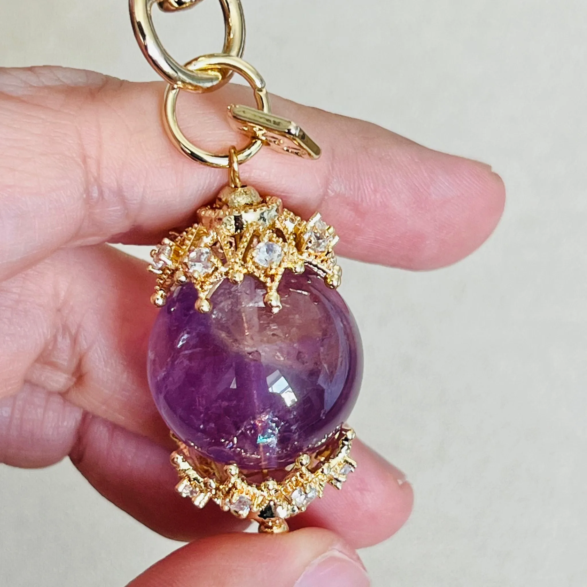 Ametrine Crystal Bag Charm Keychain