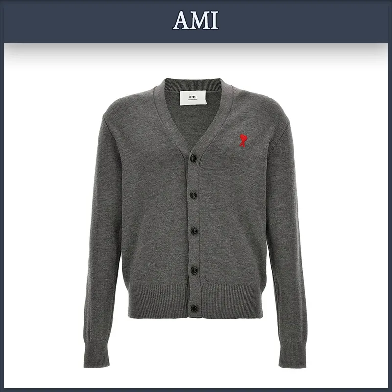 AMI PARIS Unisex Logo Designers Street Style Cardigans