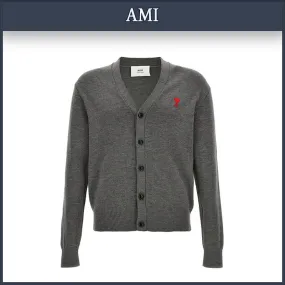 AMI PARIS Unisex Logo Designers Street Style Cardigans