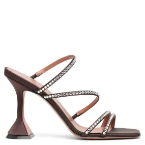 Amina Muaddi Naima 95 dark brown crystal sandals