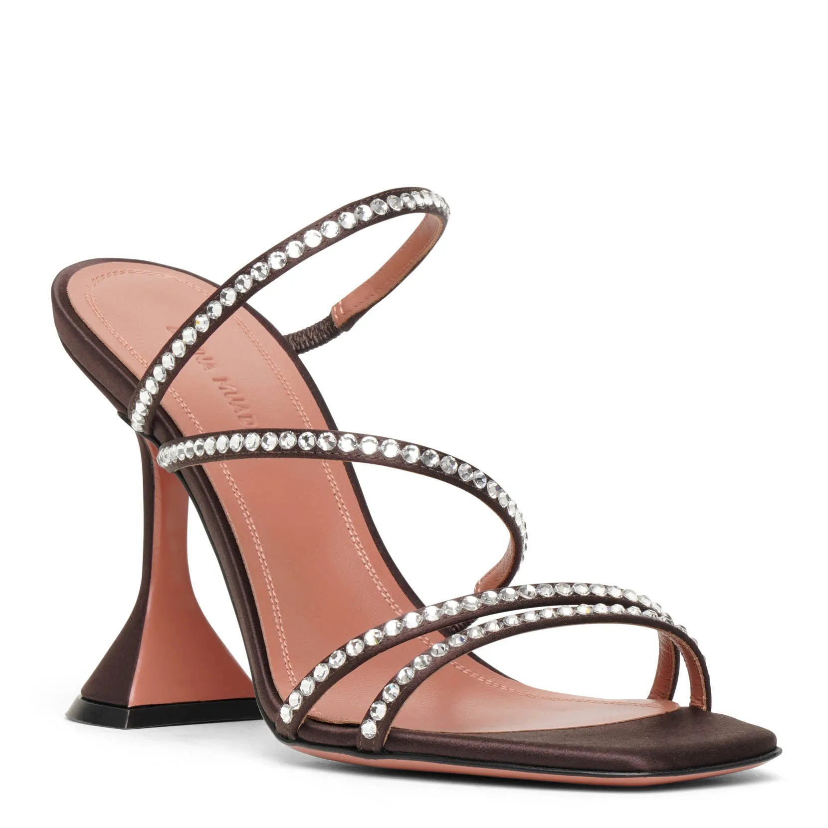 Amina Muaddi Naima 95 dark brown crystal sandals