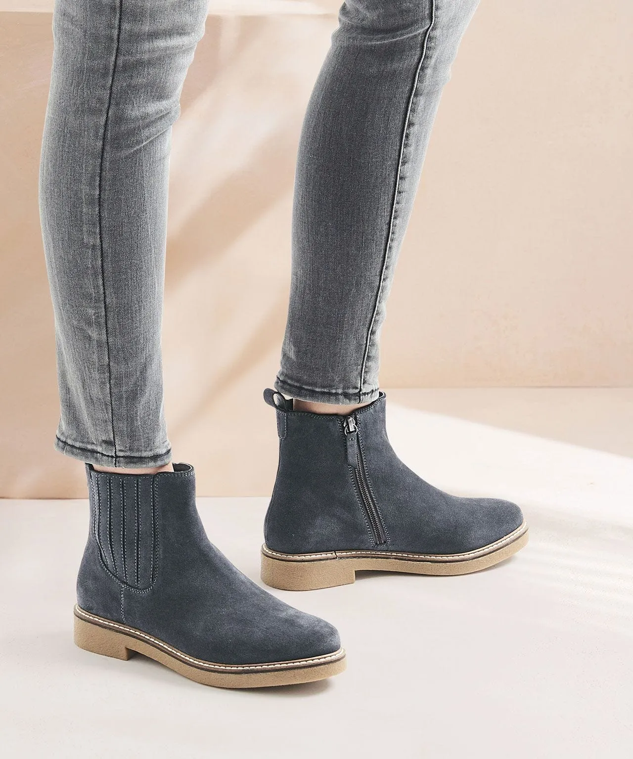 Suede Ankle Boots with Cushioned Sole