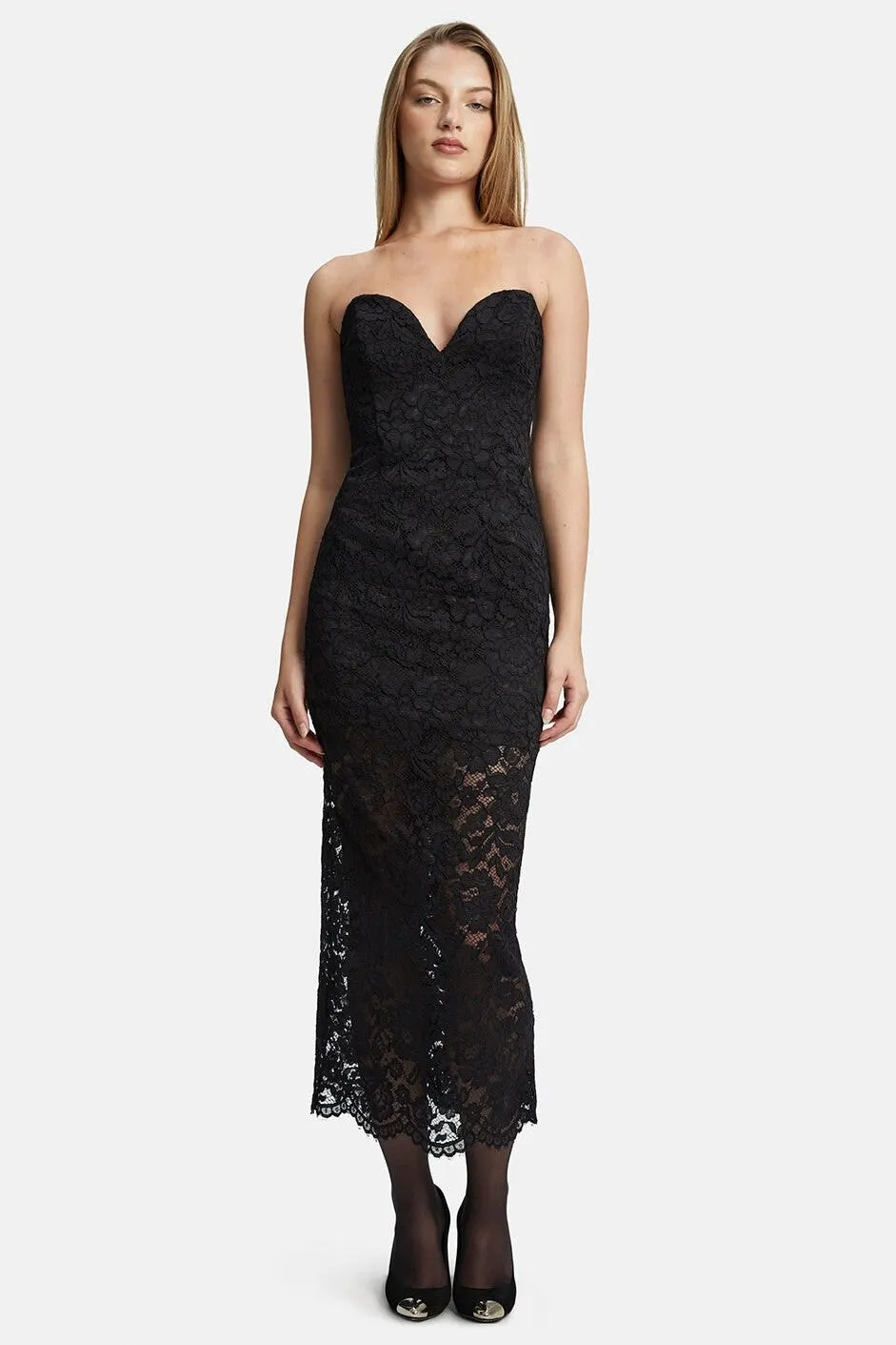 Artemis Black Lace Midi Dress