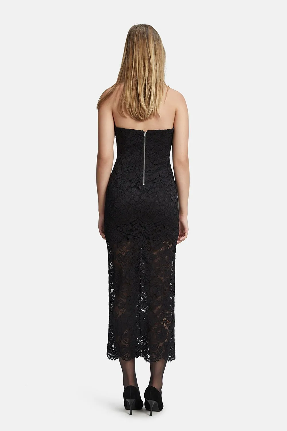 Artemis Black Lace Midi Dress