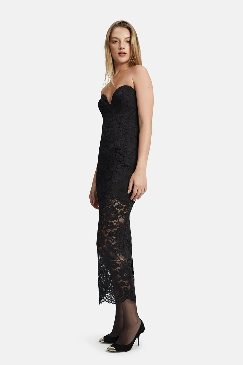 Artemis Black Lace Midi Dress