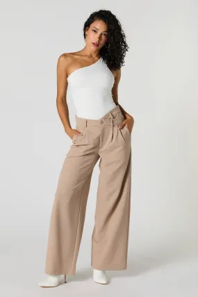 Asymmetrical V-Waist Wide Leg Dress Pant --> Stylish High-Waist Wide-Leg Dress Pants