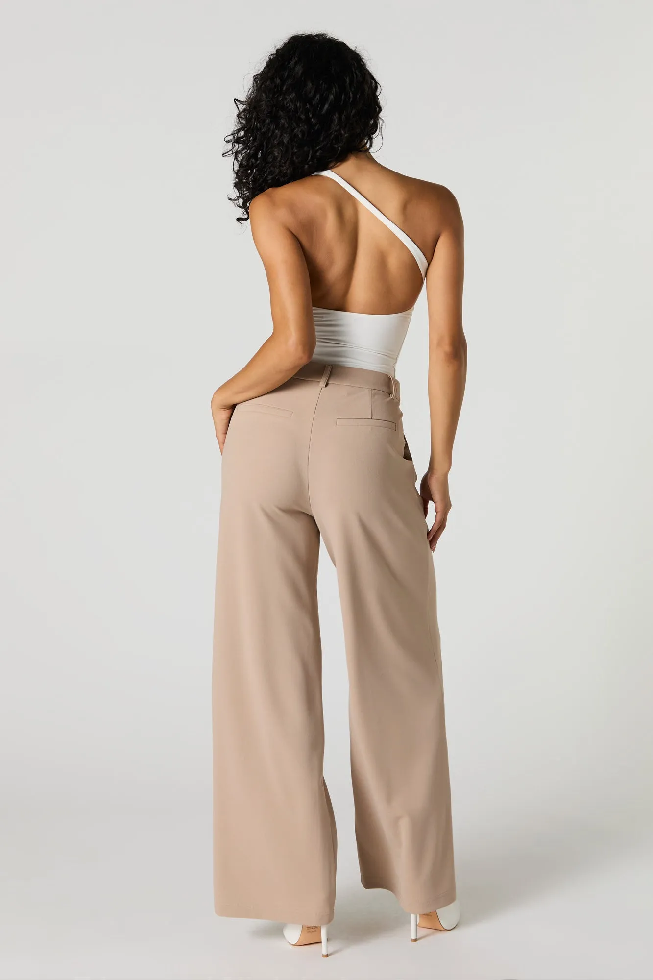 Asymmetrical V-Waist Wide Leg Dress Pant --> Stylish High-Waist Wide-Leg Dress Pants