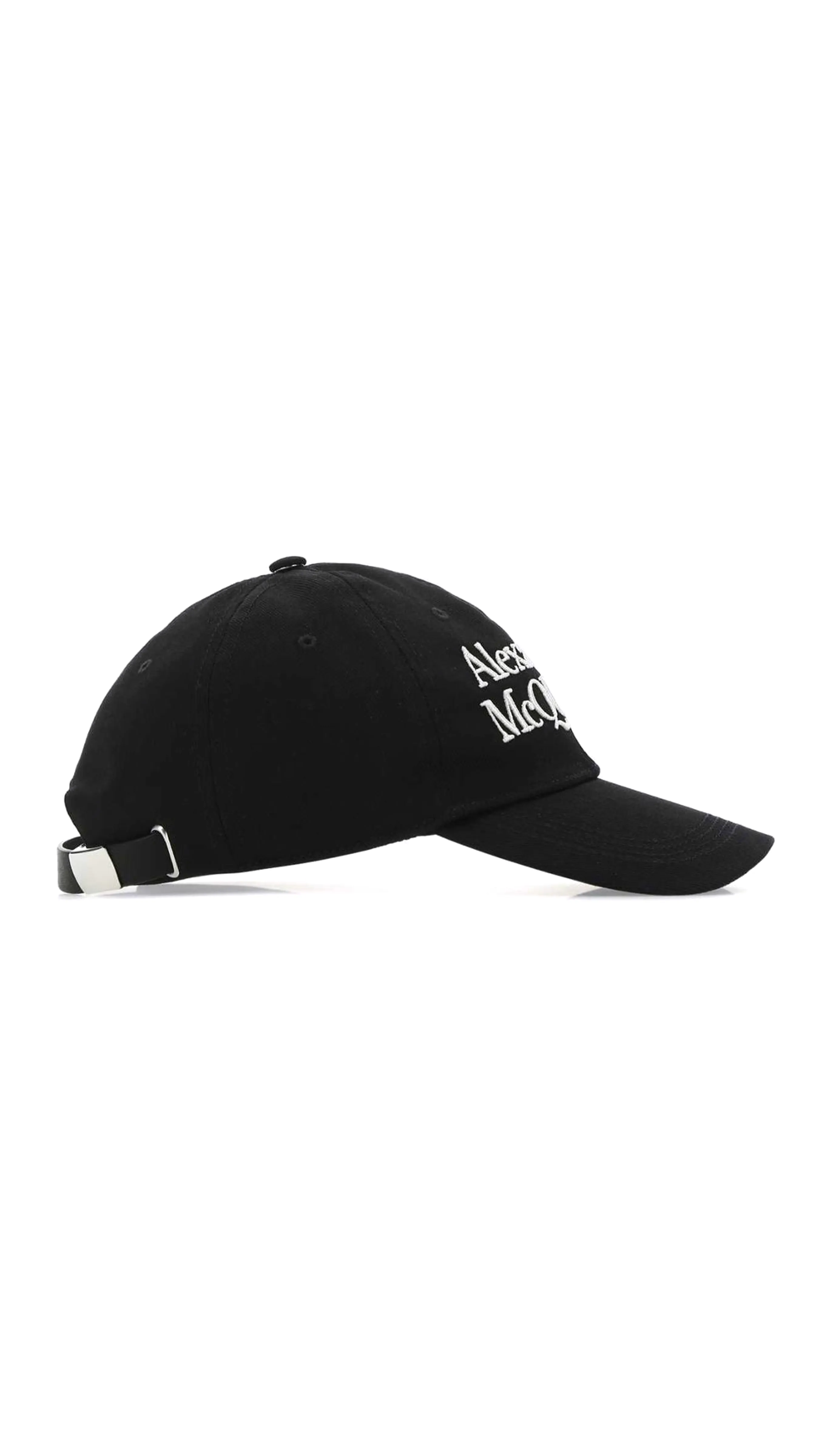 Black Baseball Cap with Embroidered Logo.