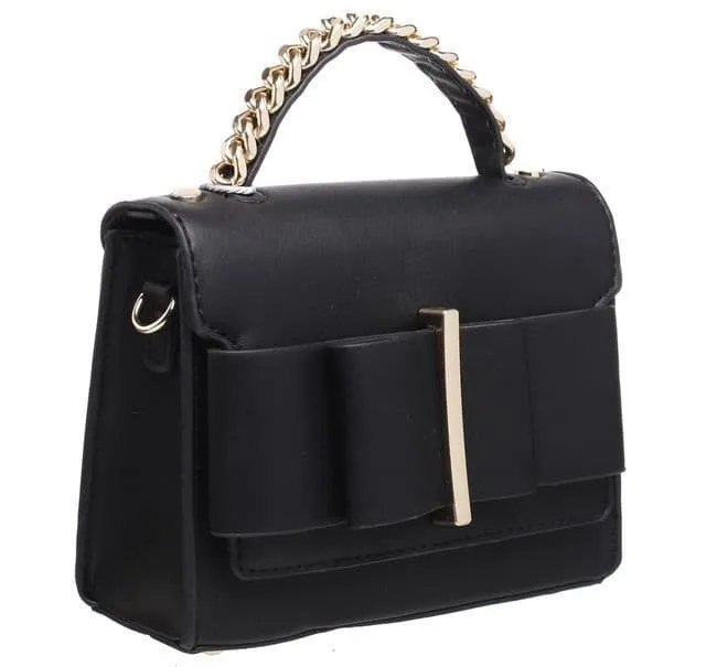 Black Bowknot Flap Lover Top Handle Cross Body Bag