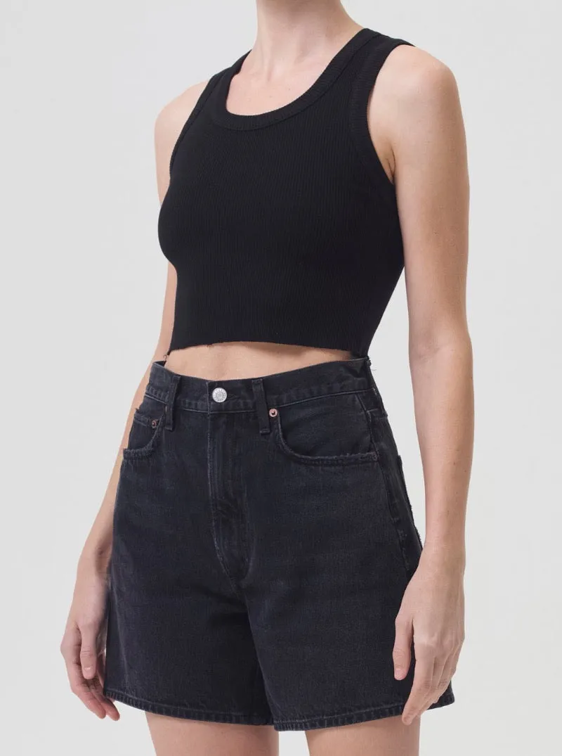 Black Cropped Poppy Tank