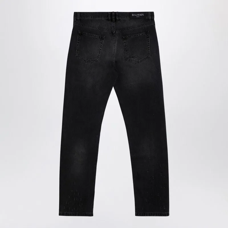 Black Denim Jeans With Wear