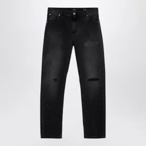 Black Denim Jeans With Wear