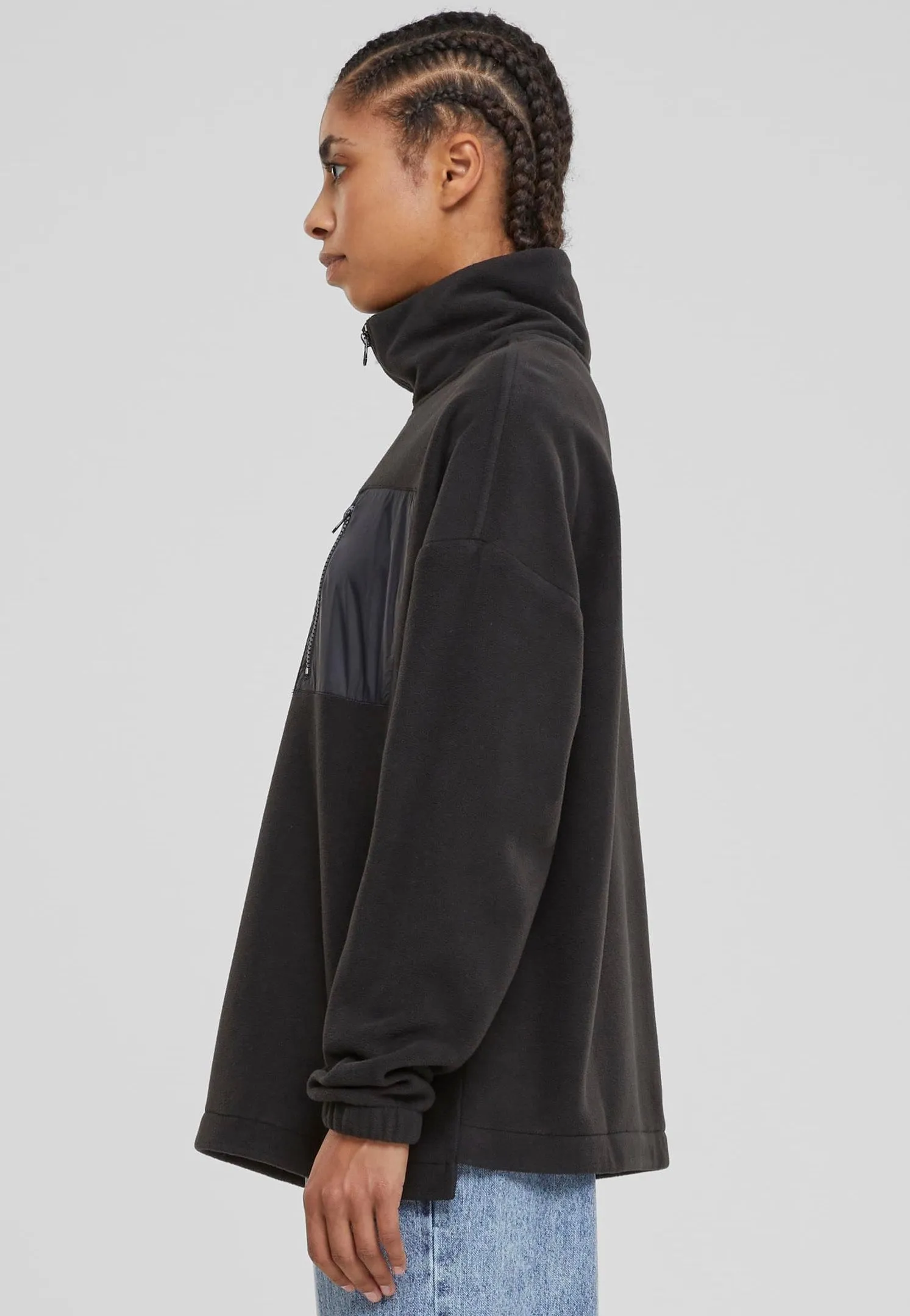 Black Ladies' Polar Fleece Pullover by Urban Classics