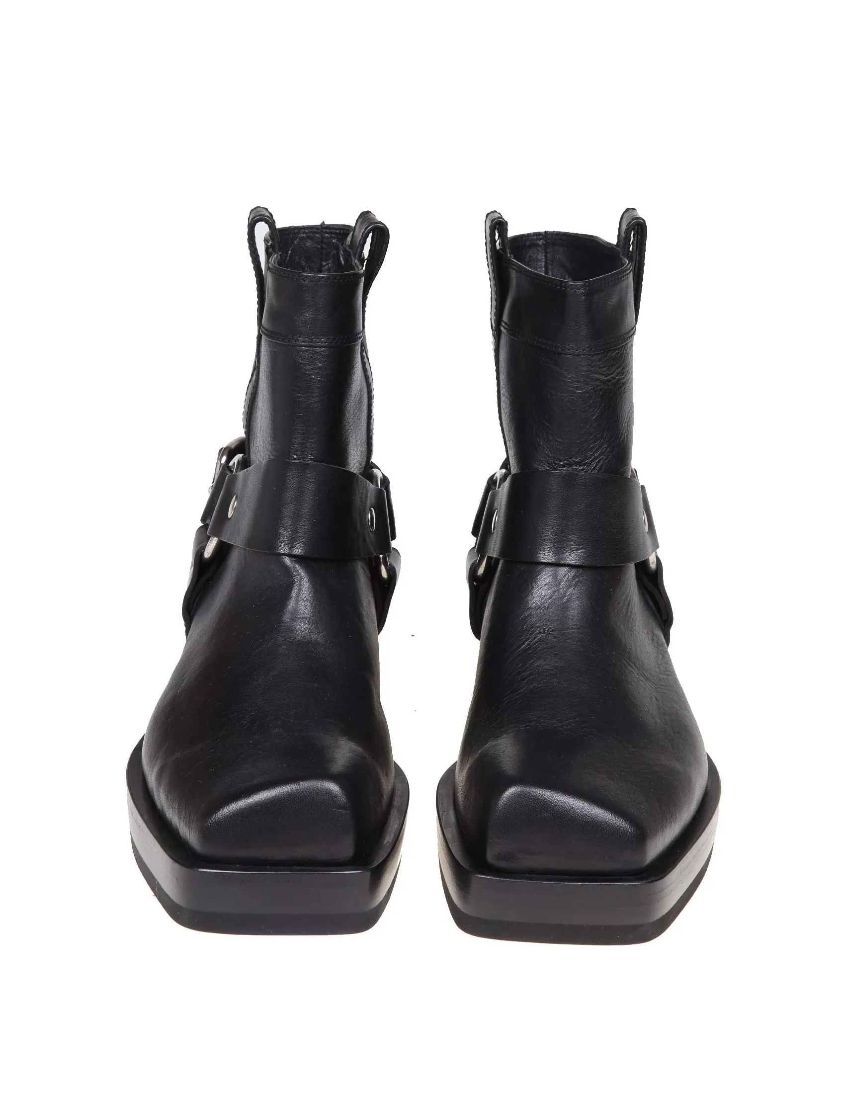 Black Leather AGL Rina Ankle Boots