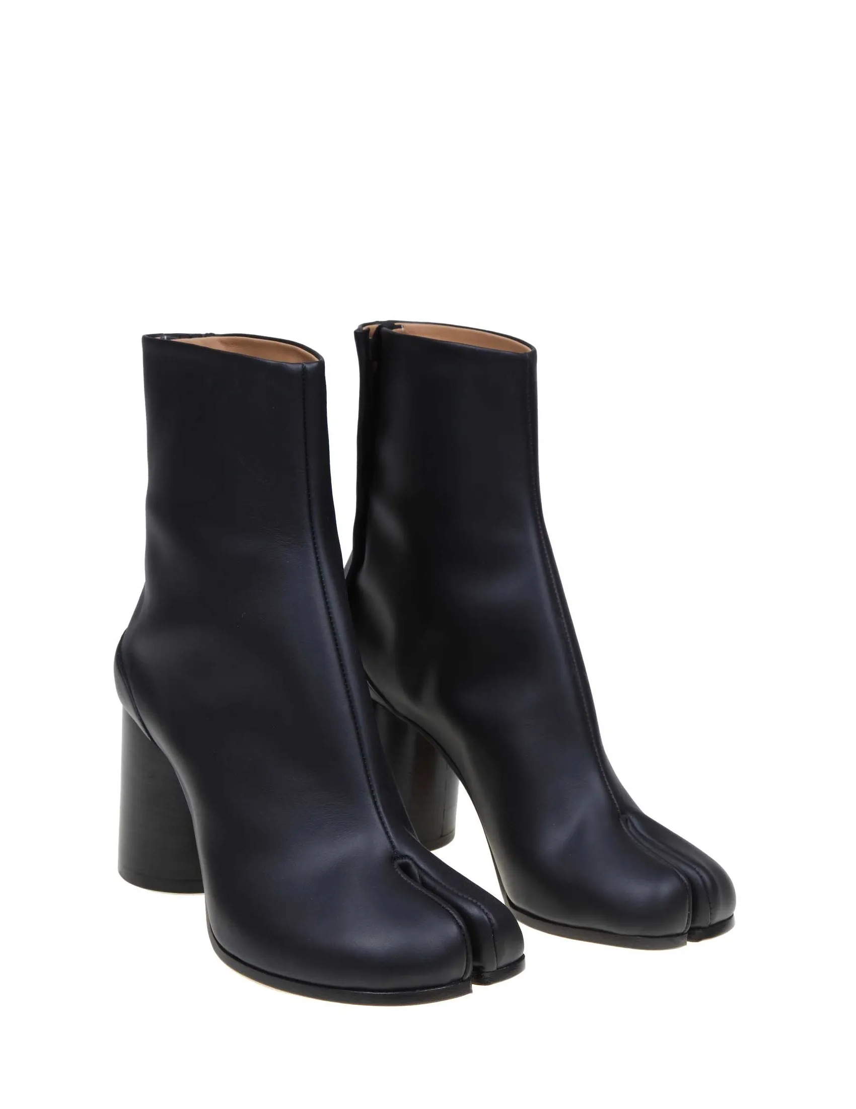 Black Leather Maison Margiela Tabi Ankle Boots