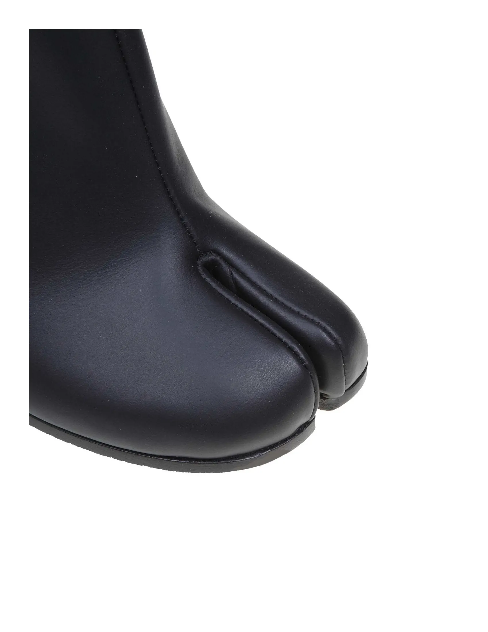 Black Leather Maison Margiela Tabi Ankle Boots