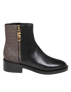 Black Leather Michael Kors Regan Ankle Boots with MK Logo