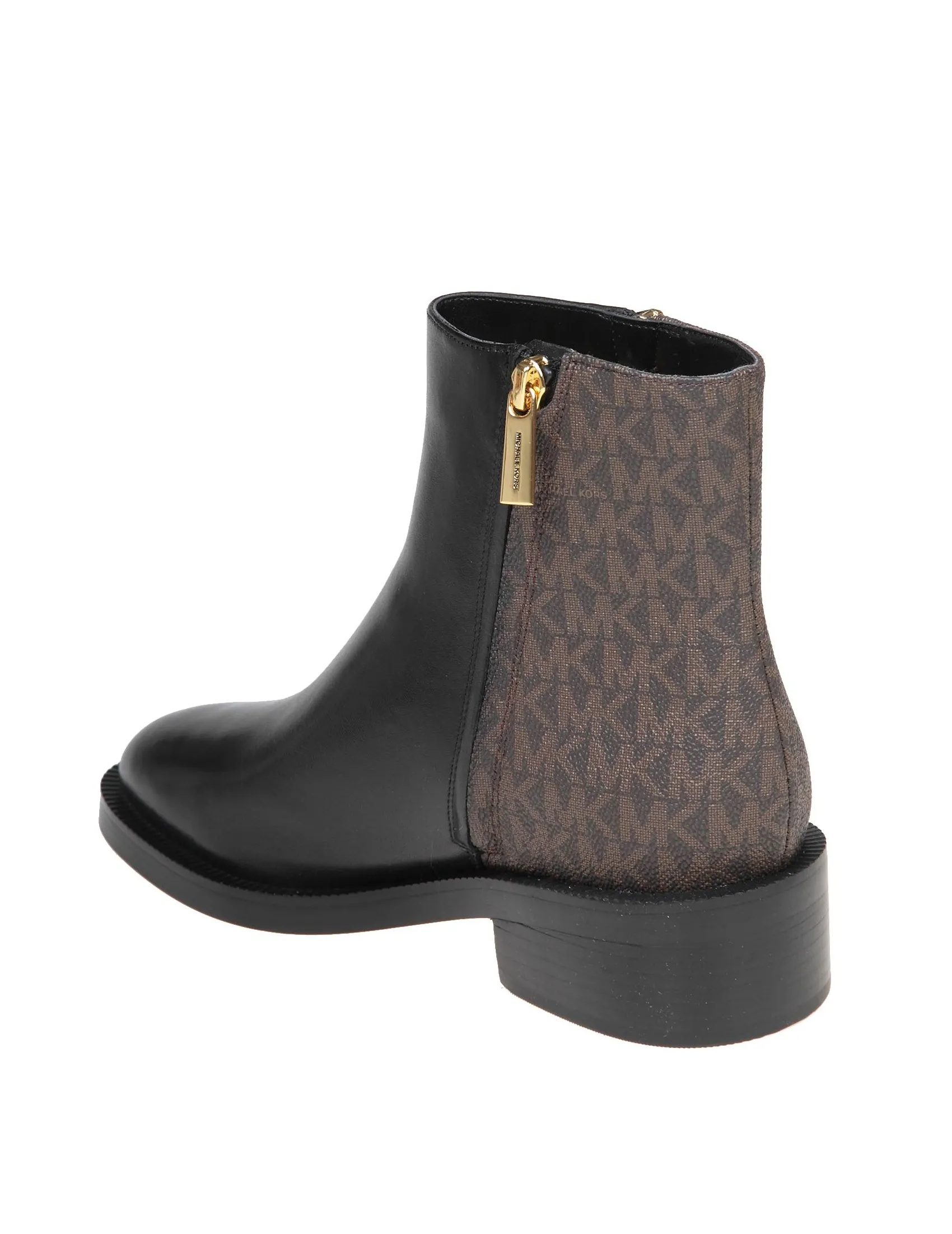 Black Leather Michael Kors Regan Ankle Boots with MK Logo