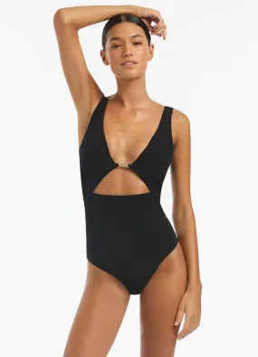 Black Lien Plunge Swimsuit