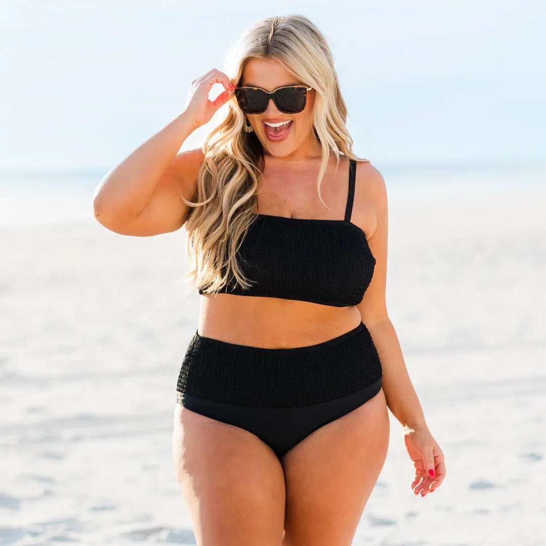 Black Ms. Crinkle Swim Top