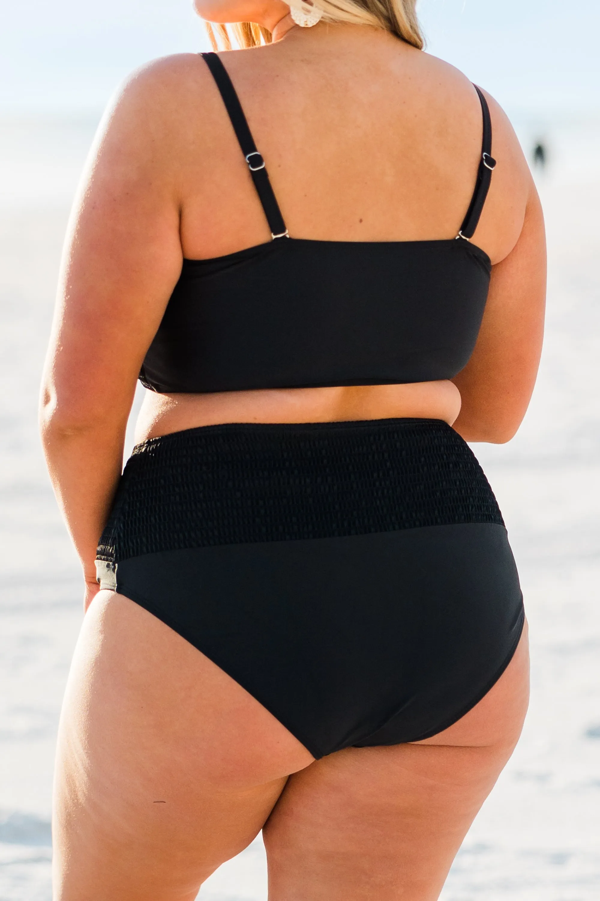 Black Ms. Crinkle Swim Top