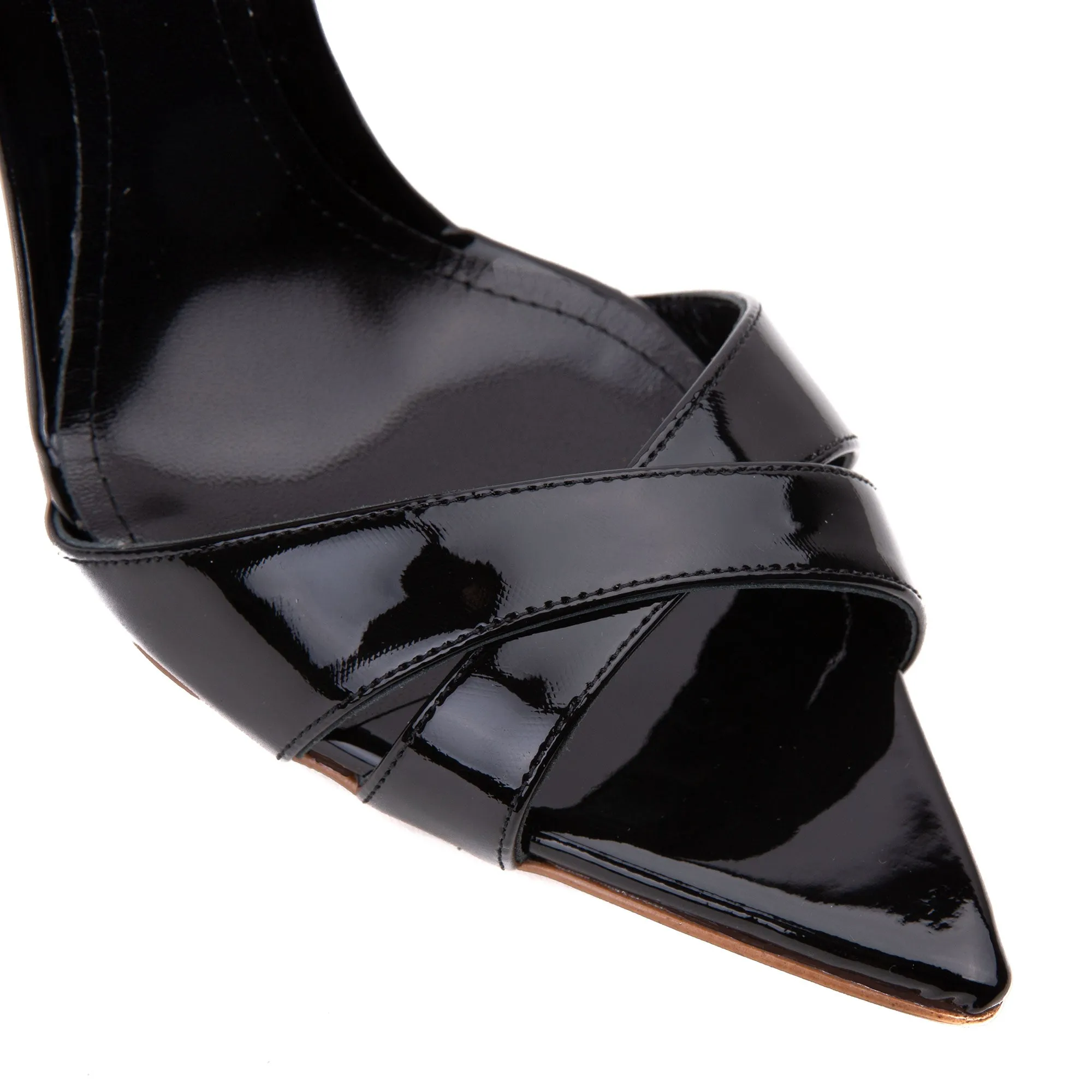 Black Patent Leather Sandals - Thea