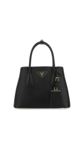 Black Saffiano Leather Mini Bag - Double