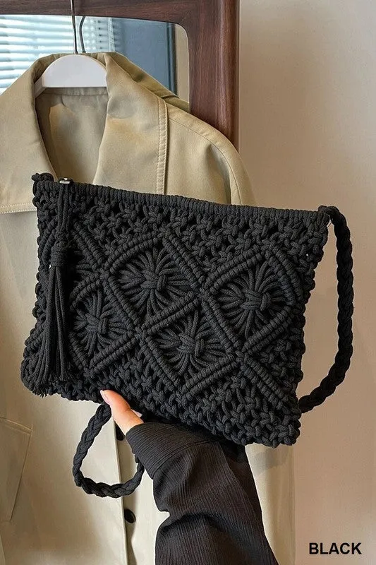 Boho Tassel Crochet Bag for Effortless Style