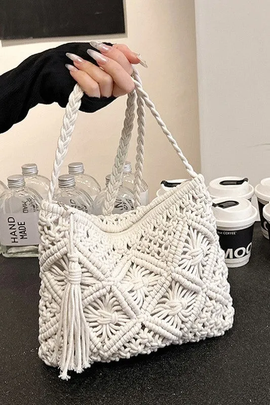 Boho Tassel Crochet Bag for Effortless Style