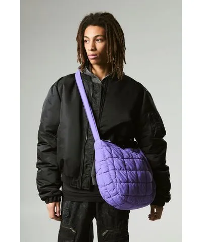 Purple Quilted Cross Body Sling Bag by boohooMAN