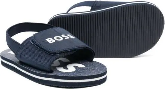 Blue BOSS Kidswear logo-print open-toe sandals