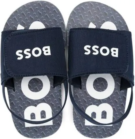 Blue BOSS Kidswear logo-print open-toe sandals