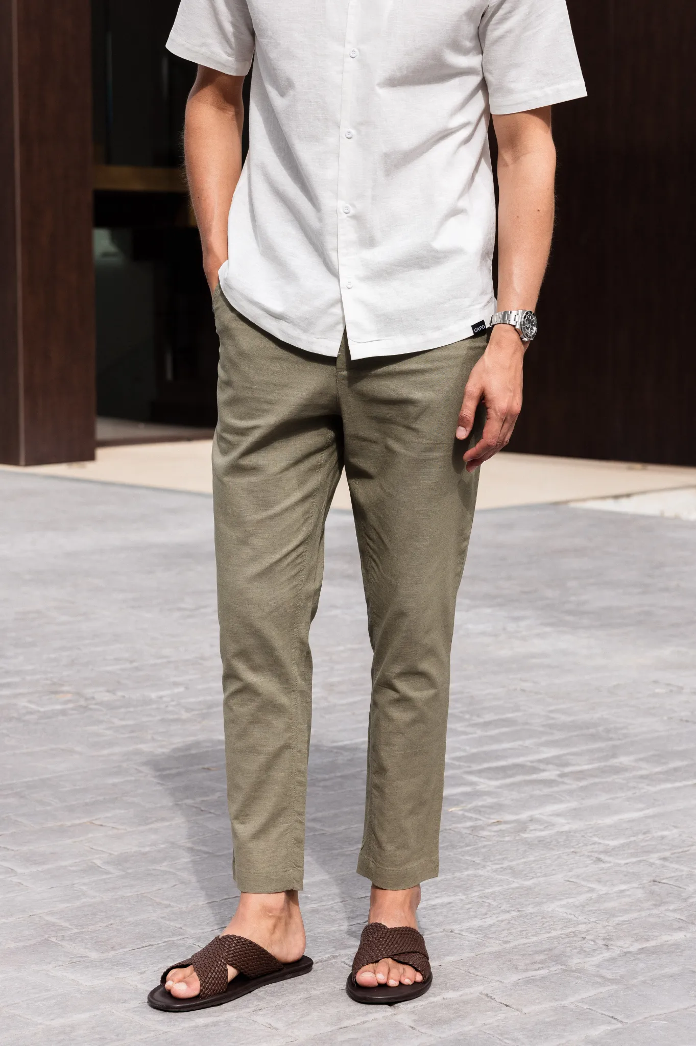 Capo Olive LINEN Pant