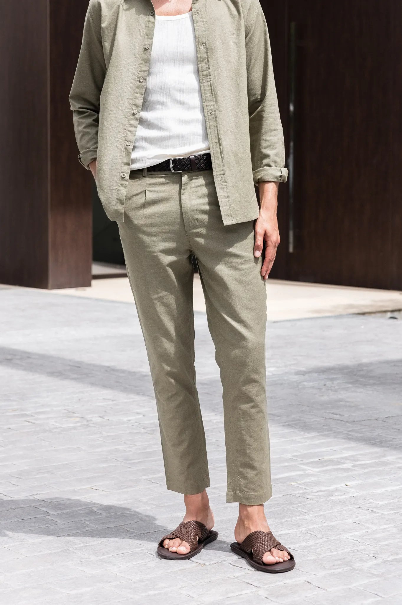 Capo Olive LINEN Pant