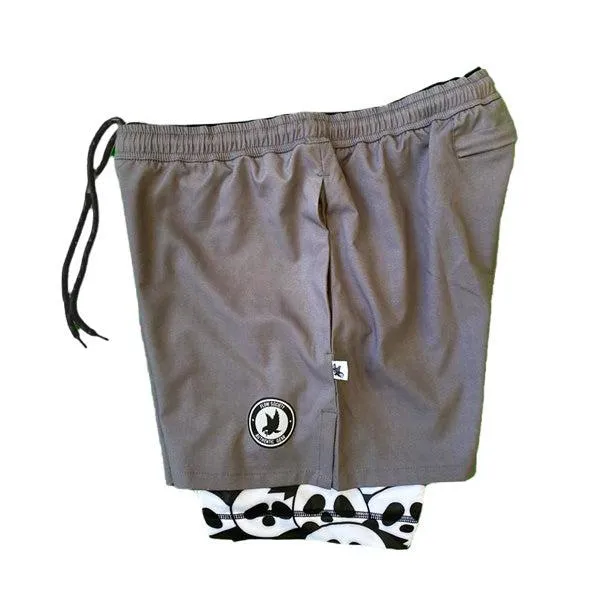 Charcoal Compression Shorts for Men - Panda 7 Pattern