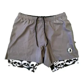 Charcoal Compression Shorts for Men - Panda 7 Pattern