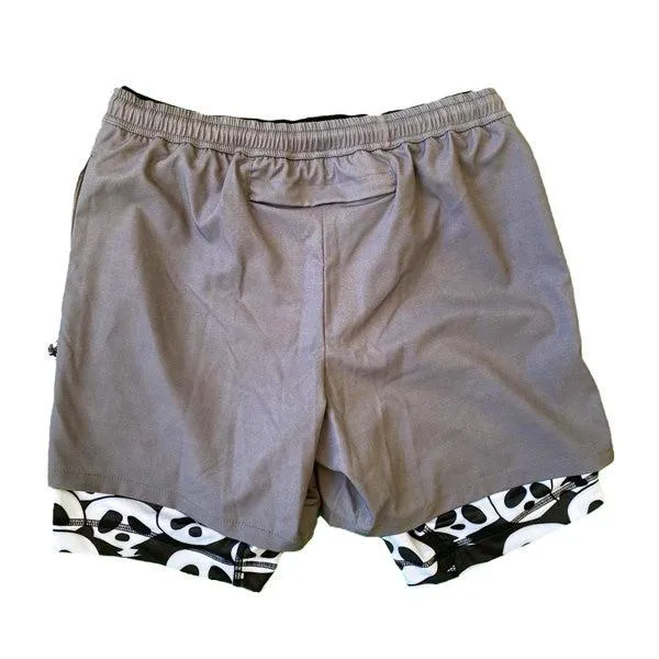 Charcoal Compression Shorts for Men - Panda 7 Pattern