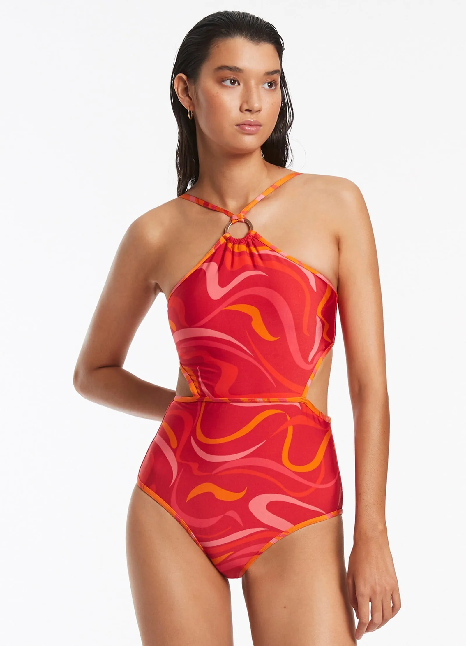 Cherry High Neck One Piece Swimsuit - Vortici