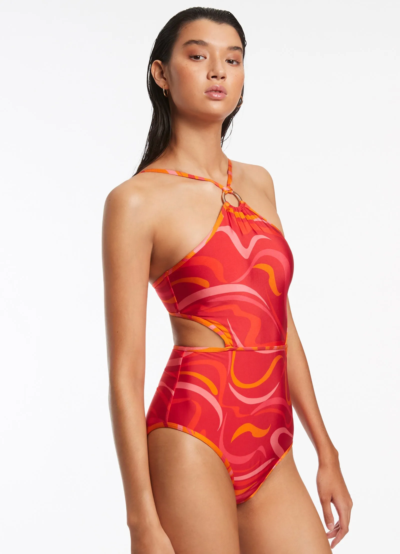 Cherry High Neck One Piece Swimsuit - Vortici