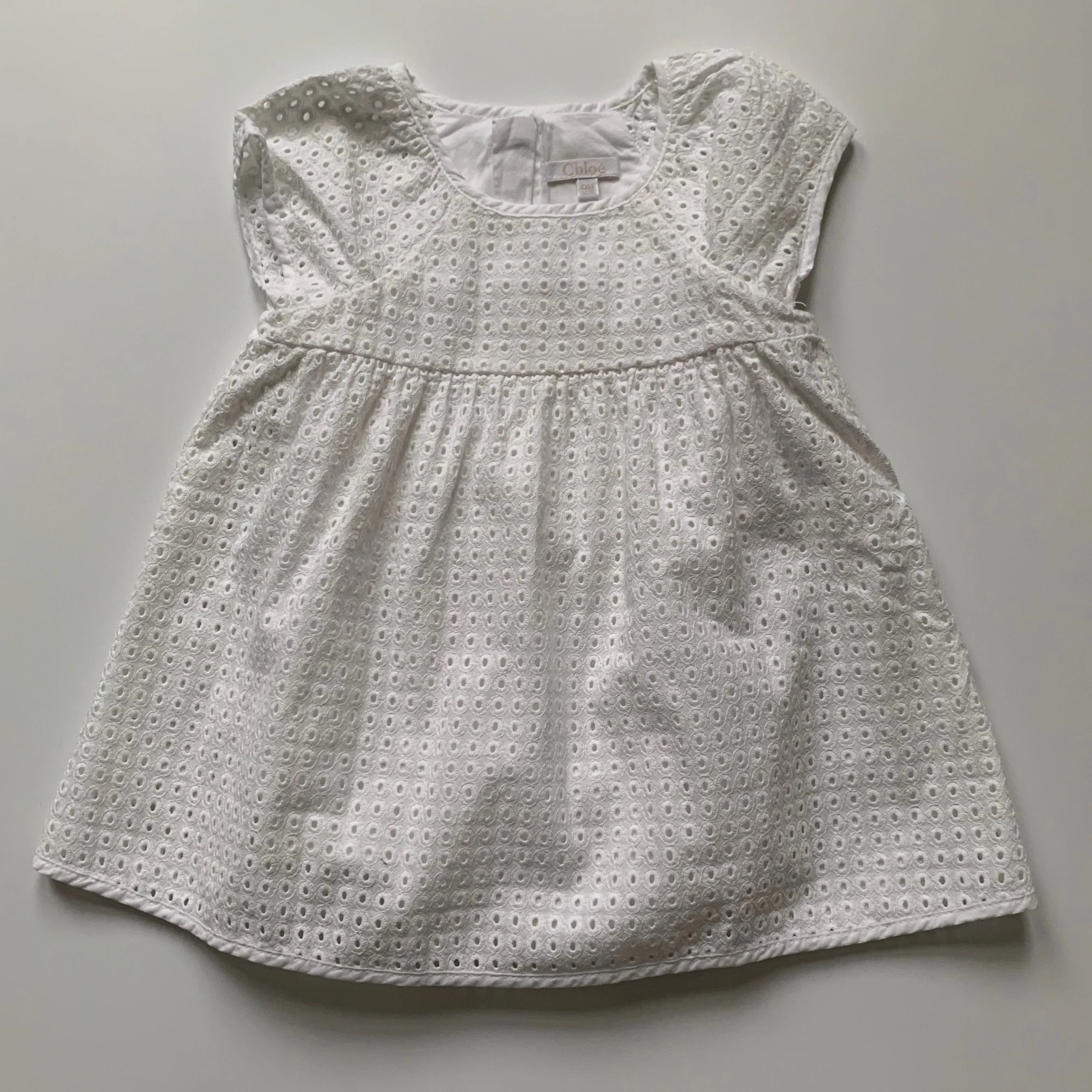 Chloé White Broderie Anglaise Dress for 9 Months Old