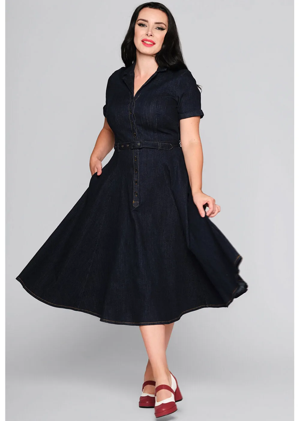 Navy Collectif Caterina Denim 50's Swing Dress