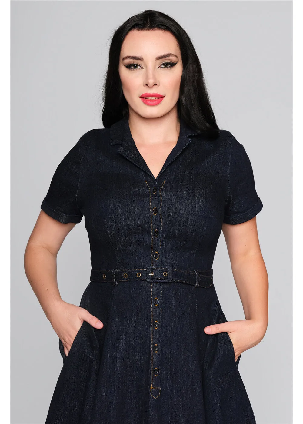 Navy Collectif Caterina Denim 50's Swing Dress