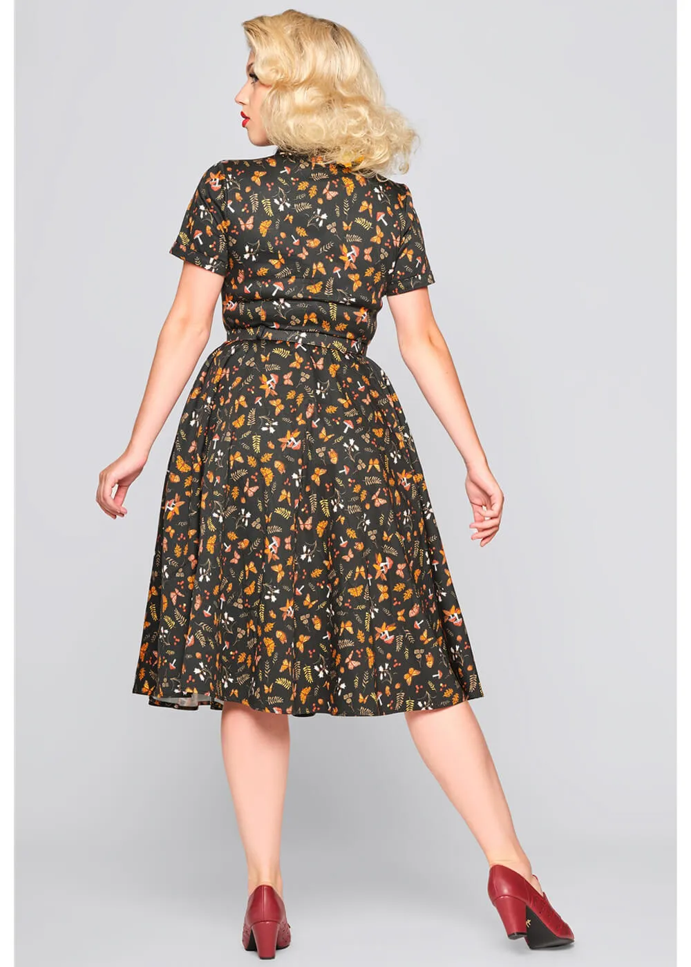 Butterfly Swing Dress in Black by Collectif Caterina Woodland