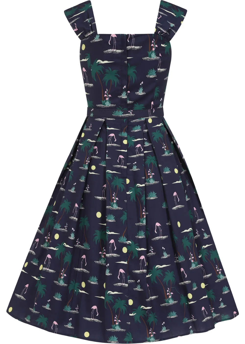 Navy Collectif Jill Flamingo Palm 50's Swing Dress