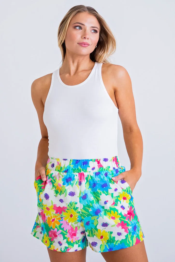 Colorful Flower Patterned Shorts