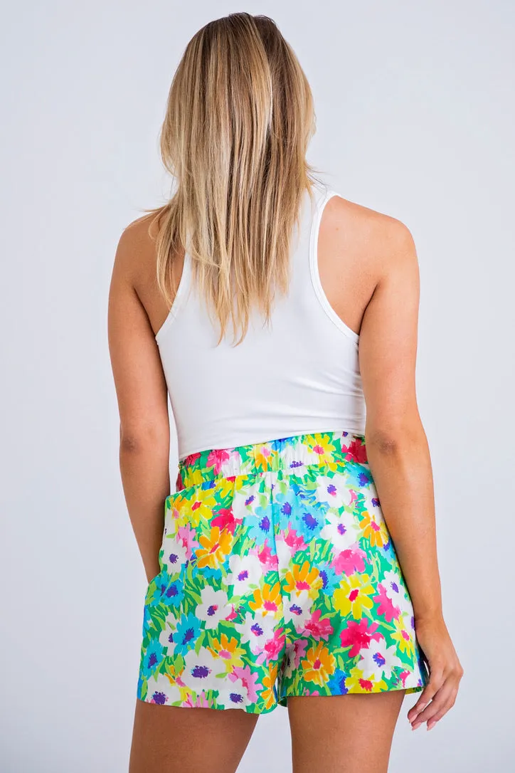 Colorful Flower Patterned Shorts